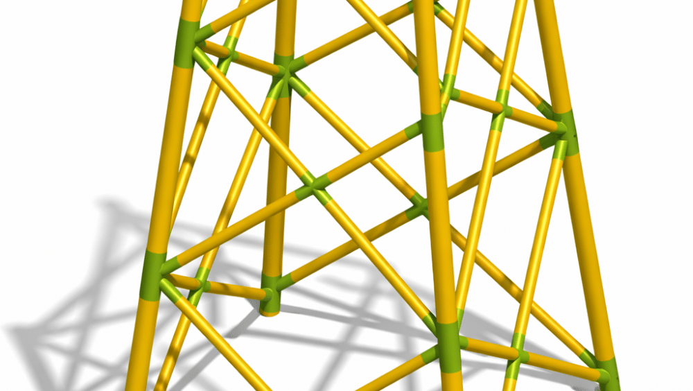 Jacket foundation for WTG with wrapped composite technology