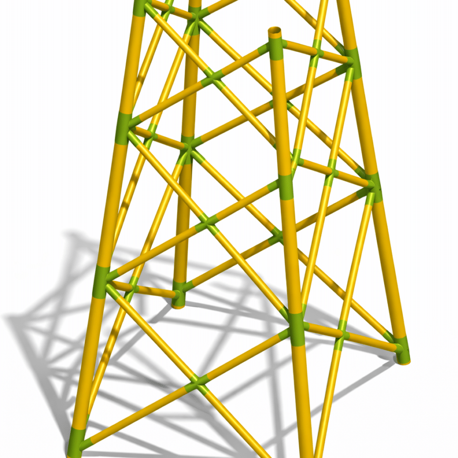 Jacket foundation for WTG with wrapped composite technology