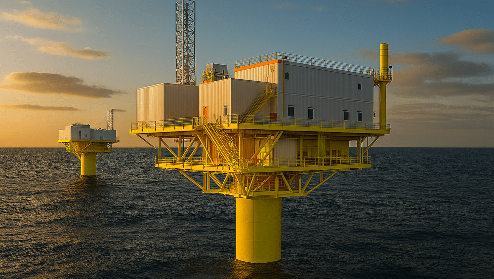 Two monopile offshore substations